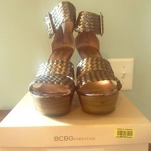 BCBG Matte Bronze Wedges